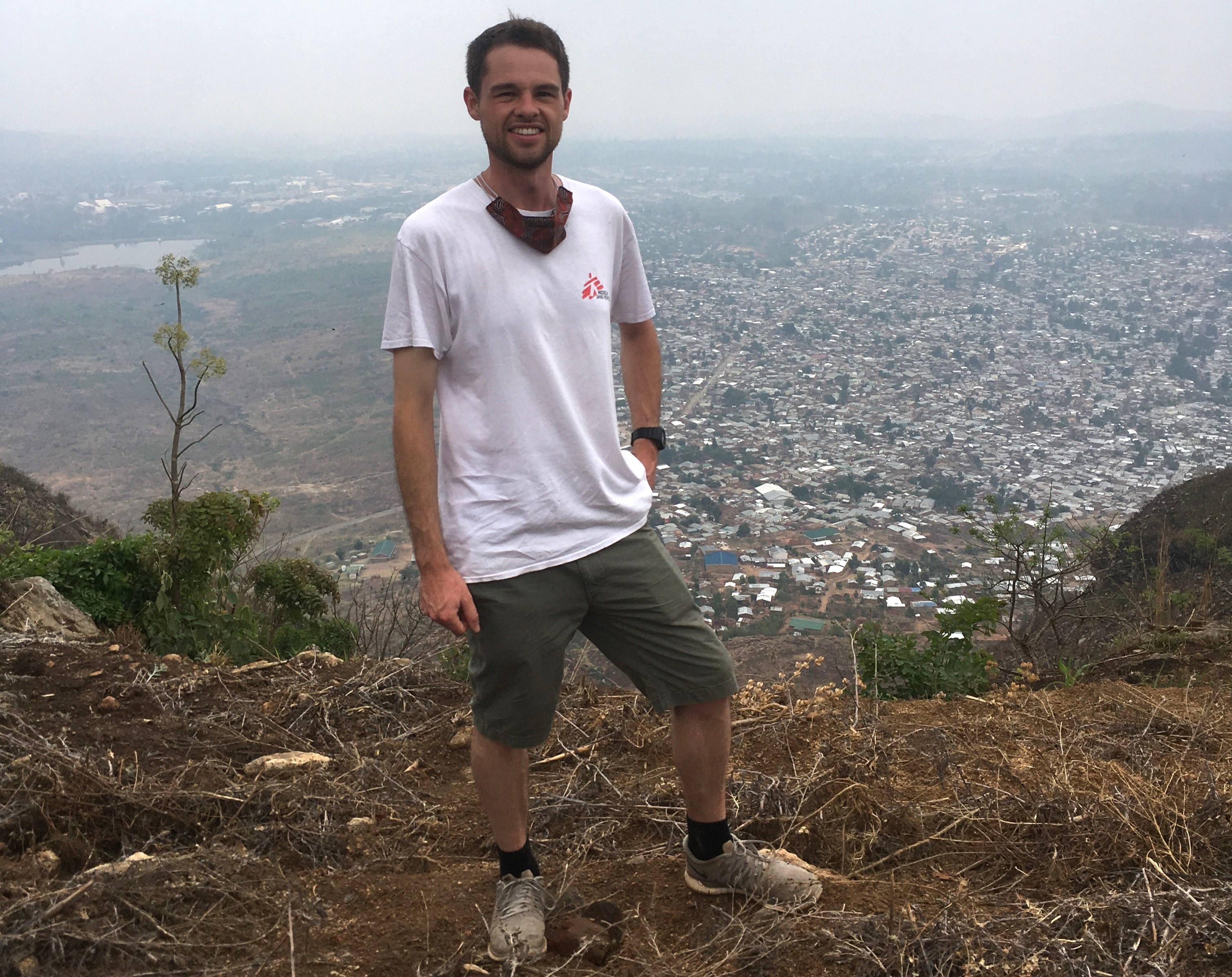 Supply chain manager, James Neeson, overlooking Ndirande, Malawi.