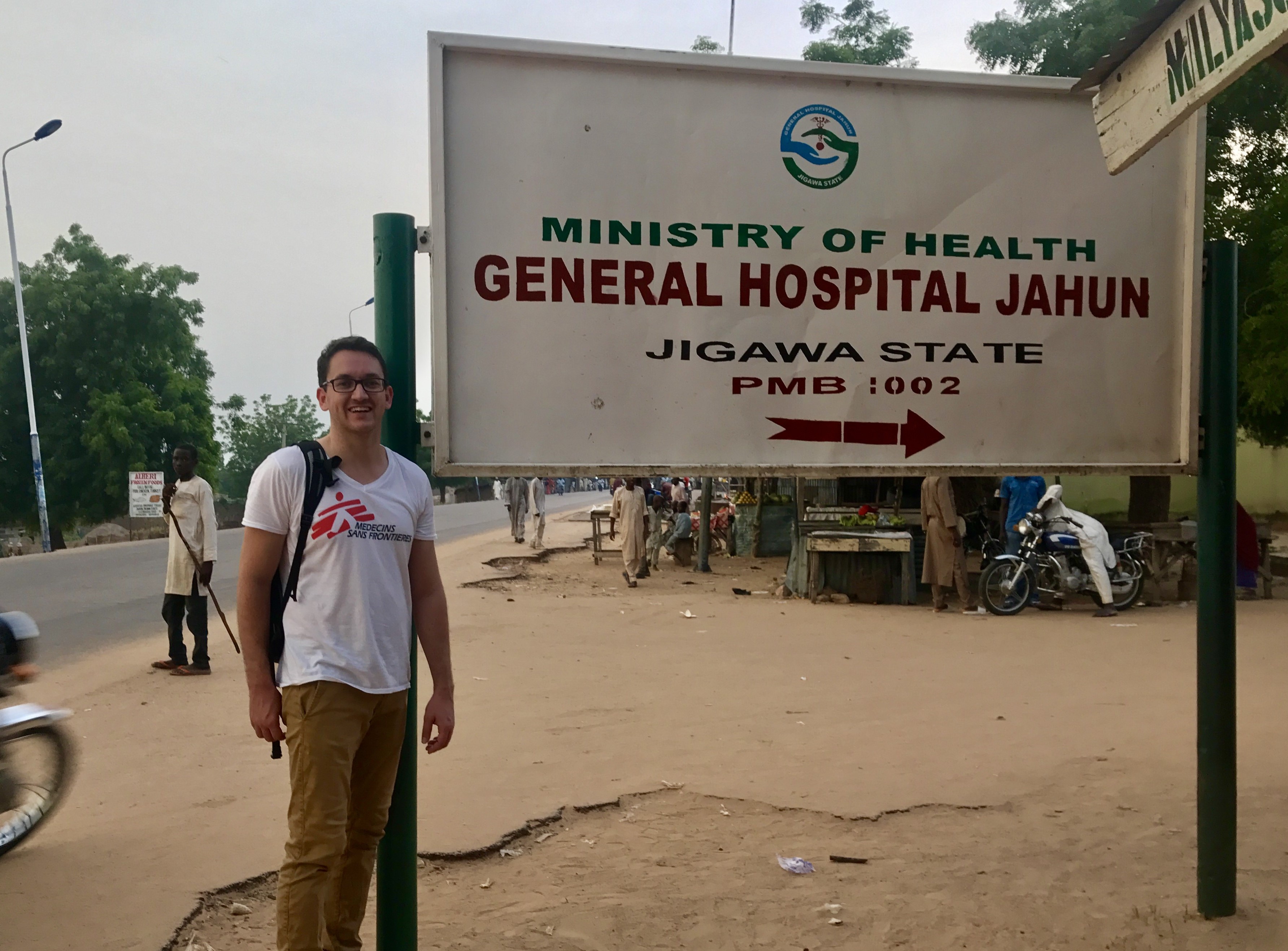 Jared outside Jahun general hospital, in northern Nigeria