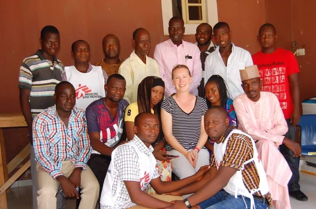 Jennifer Craig with the locally hired logistics team in Maiduguri, Nigeria