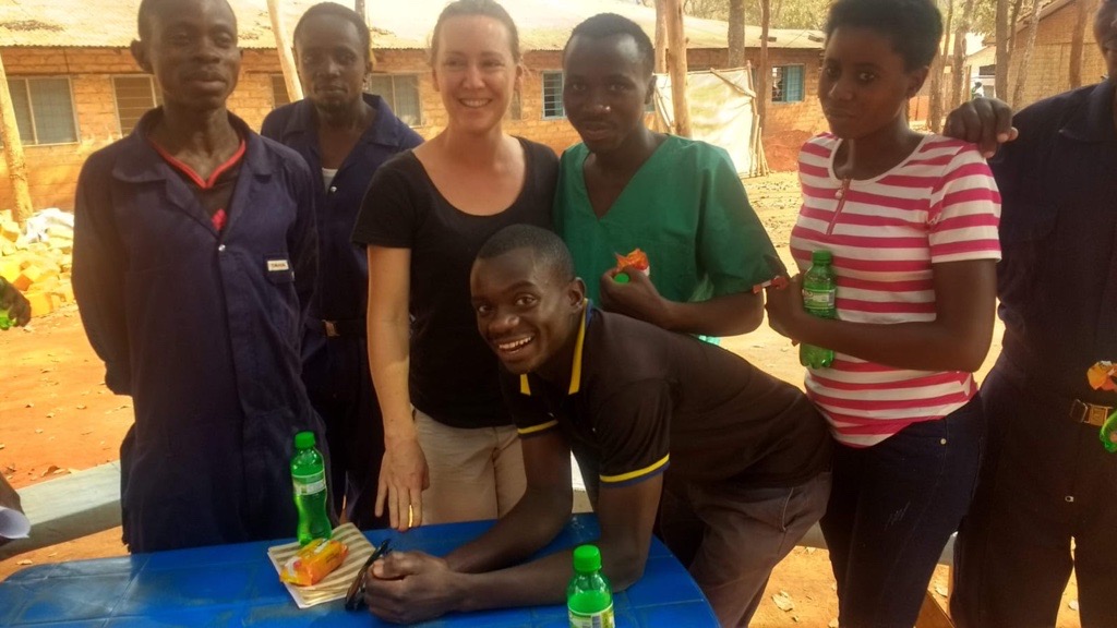 Jennifer Craig on her second assignment as logistics manager with MSF staff in Nduta camp, Tanzania