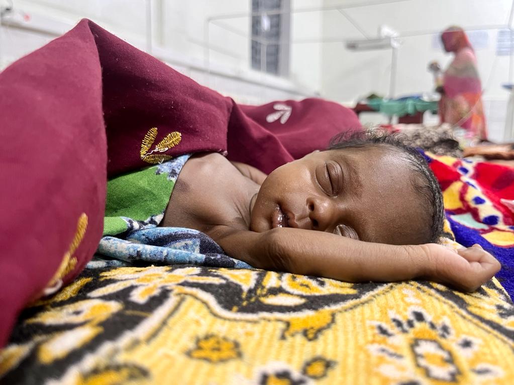 Baby Mikaela, treated by the MSF team at Adre. 