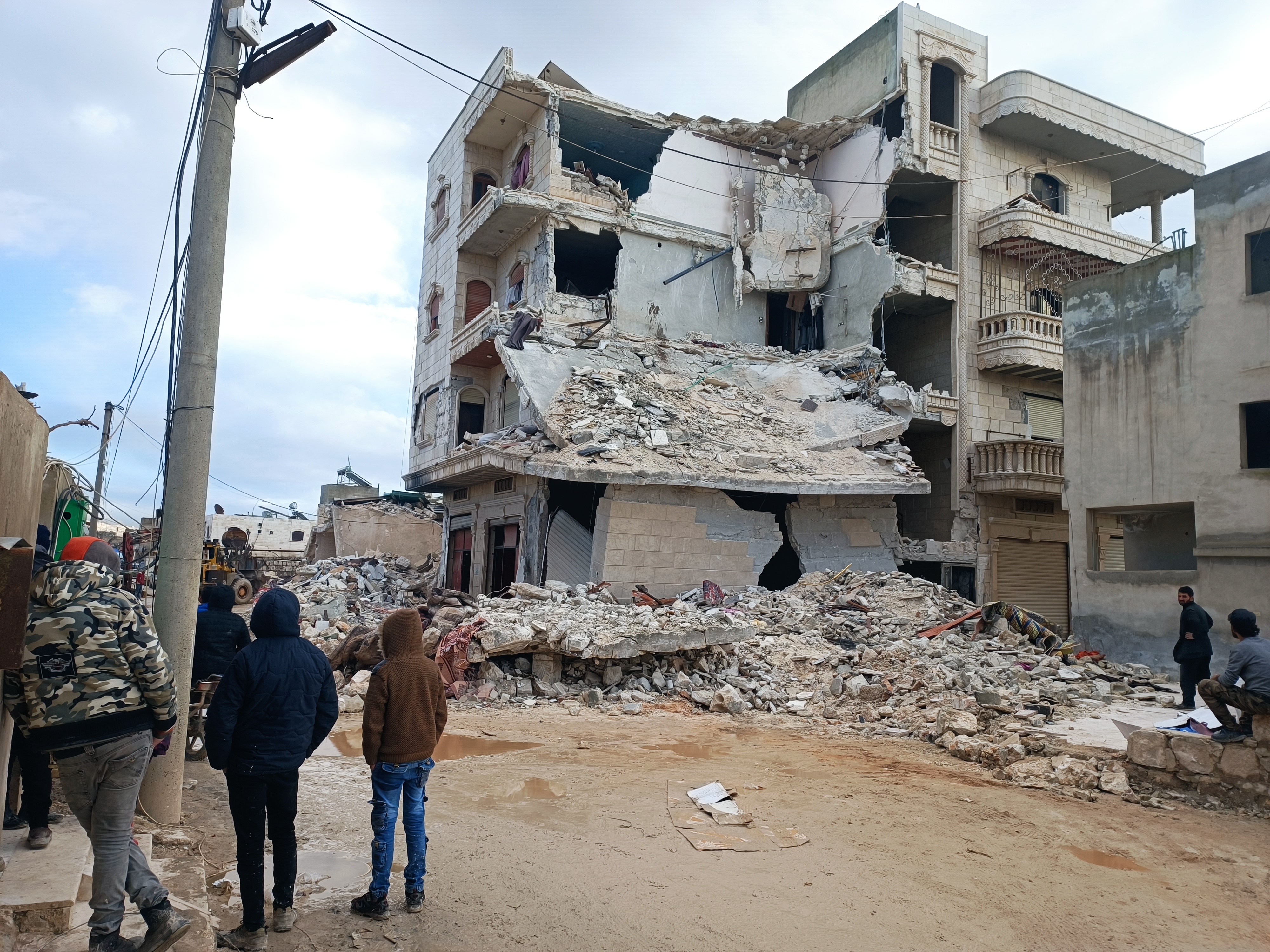 Destruction caused by the earthquake in Sarmada city