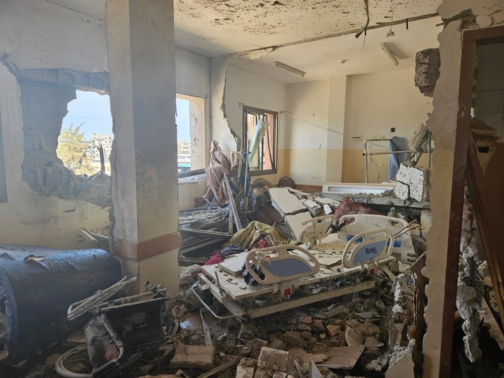 Destruction inside Nasser Hospital