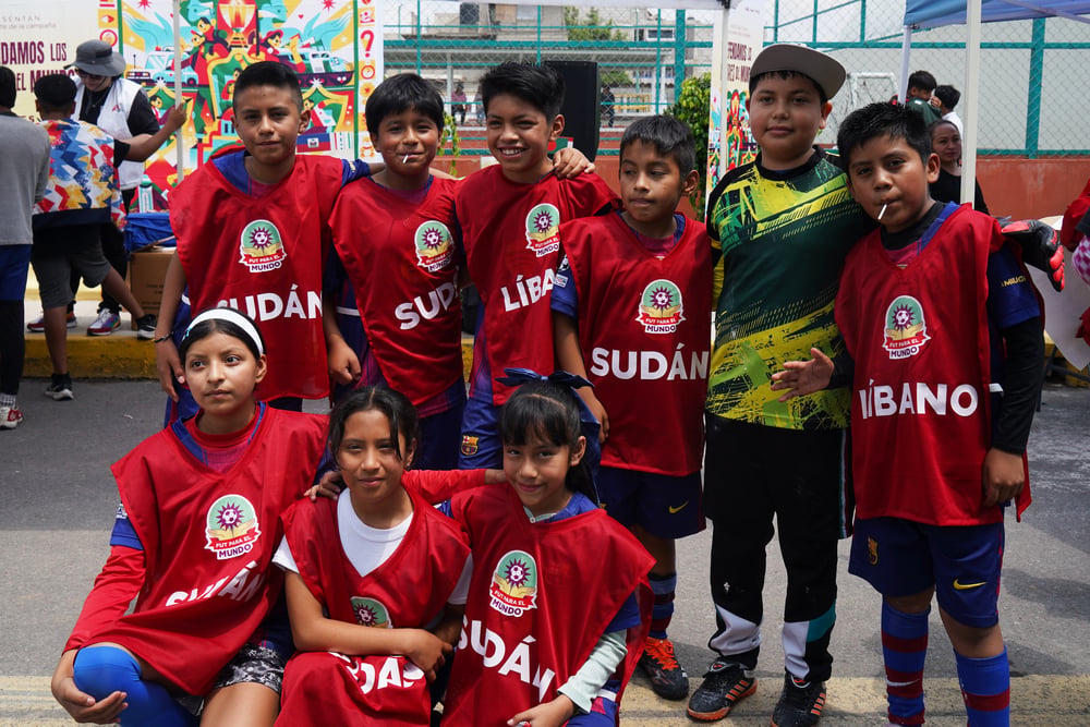 A group of children representing Lebanon and Sudan