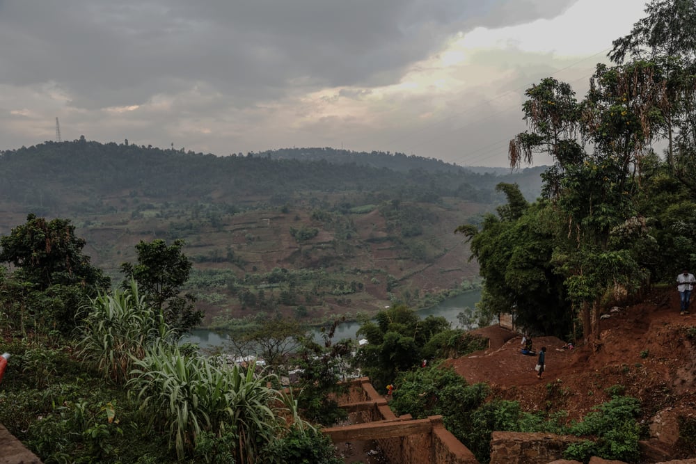 View of the Ruzizi River and the hills overlooking the city of Bukavu