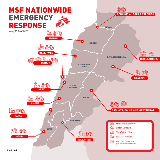 Lebanon MSF activities map