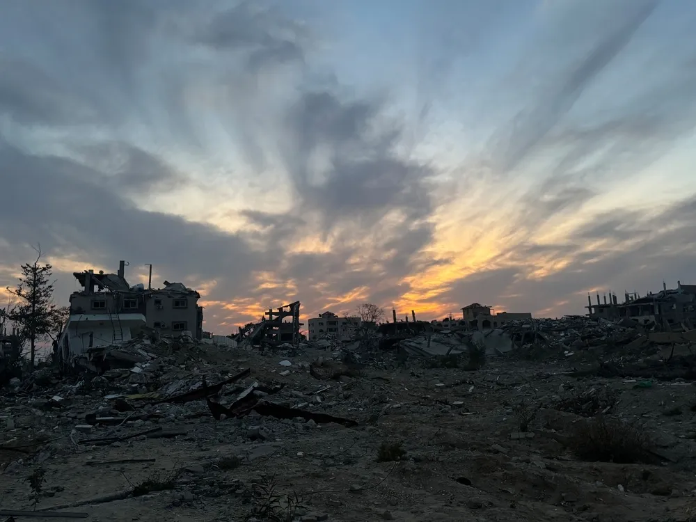 Sunset over the ruins of north Gaza