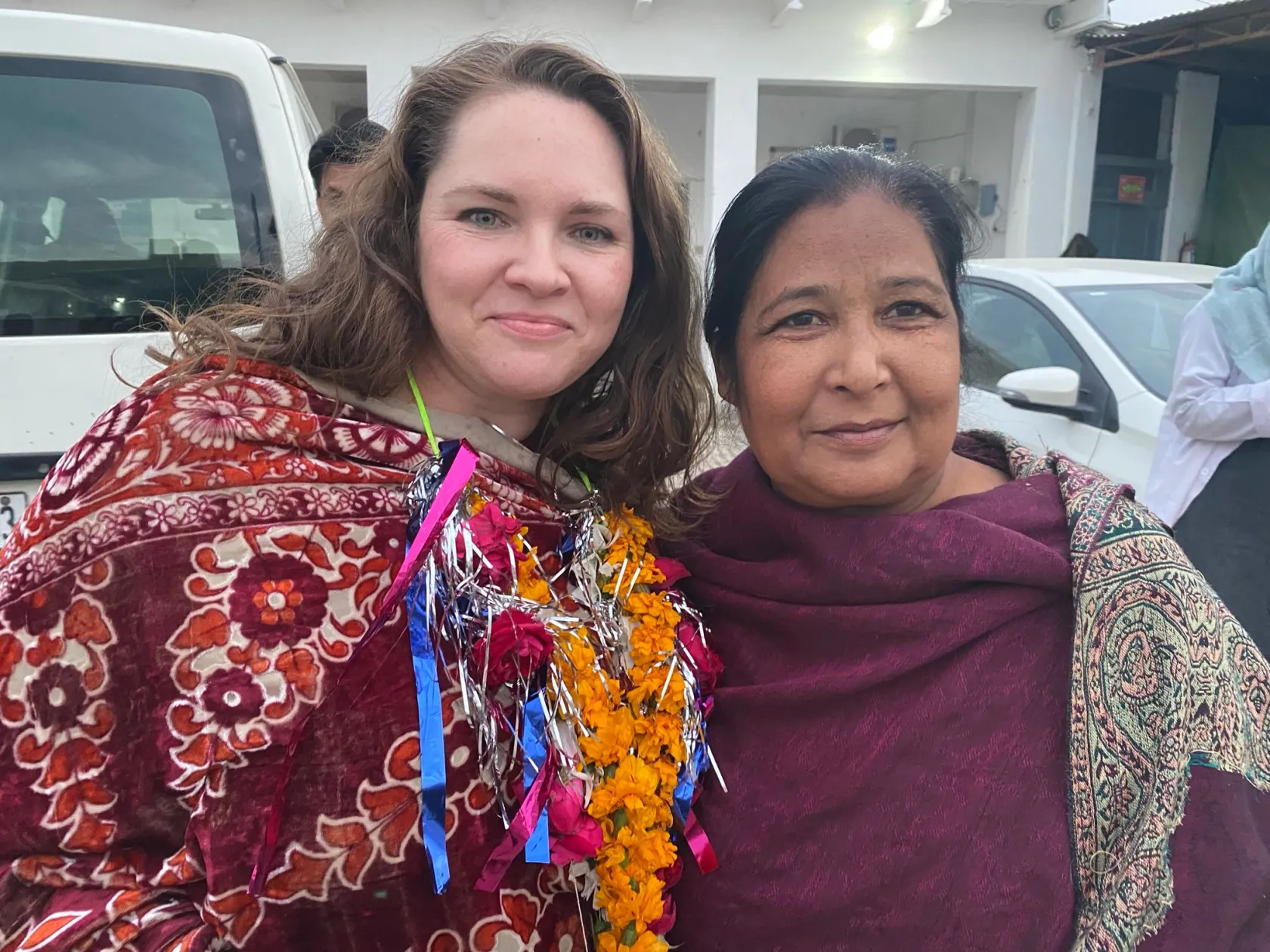 Tara and a colleague in Pakistan