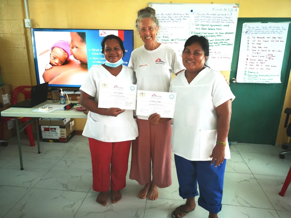 Shelley after a training at the hospital in South Tarawa, Kiribati