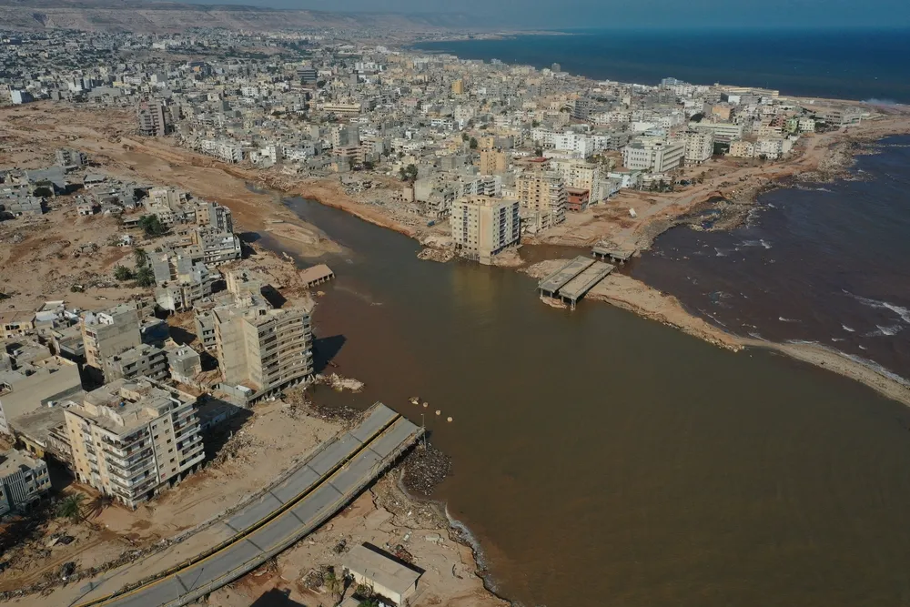 Aerial view of Derna after Storm Daniel.
