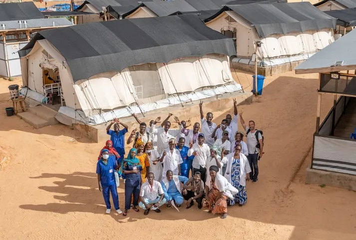MSF team outside the clinic in Adré camp, Eastern Chad