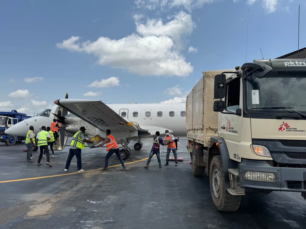 MSF truck being loaded at Bunia airport