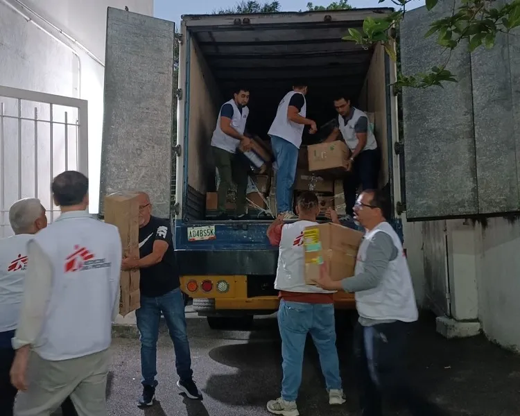 MSF teams loading medical supplies
