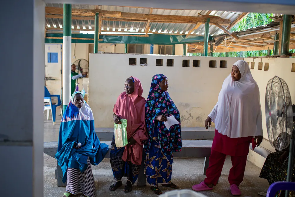 Women wait in the triage area at Jahun General Hospital