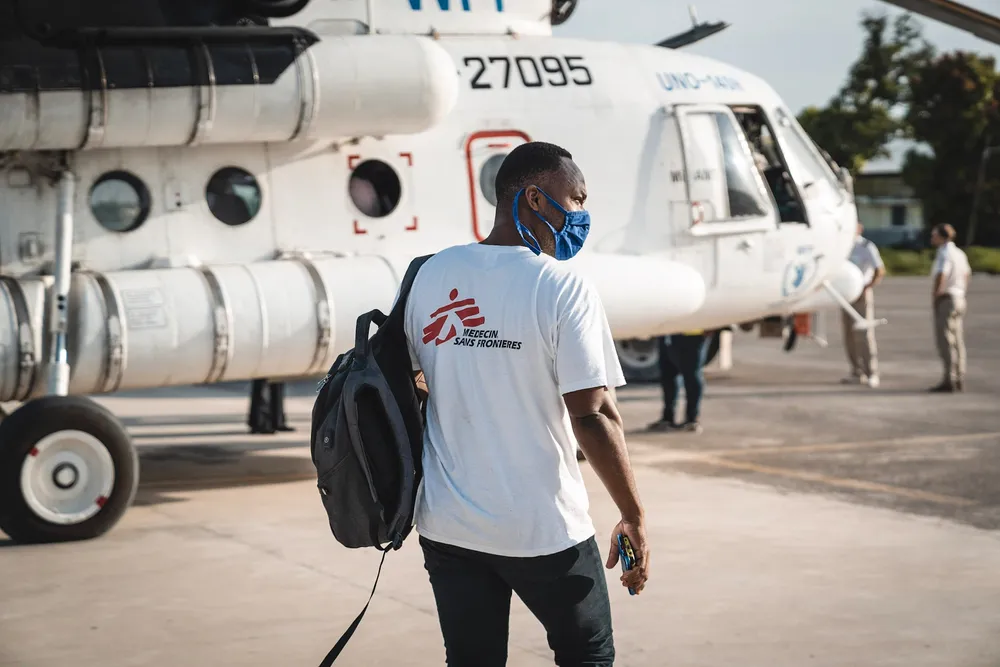 MSF team member preparing to depart to an emergency