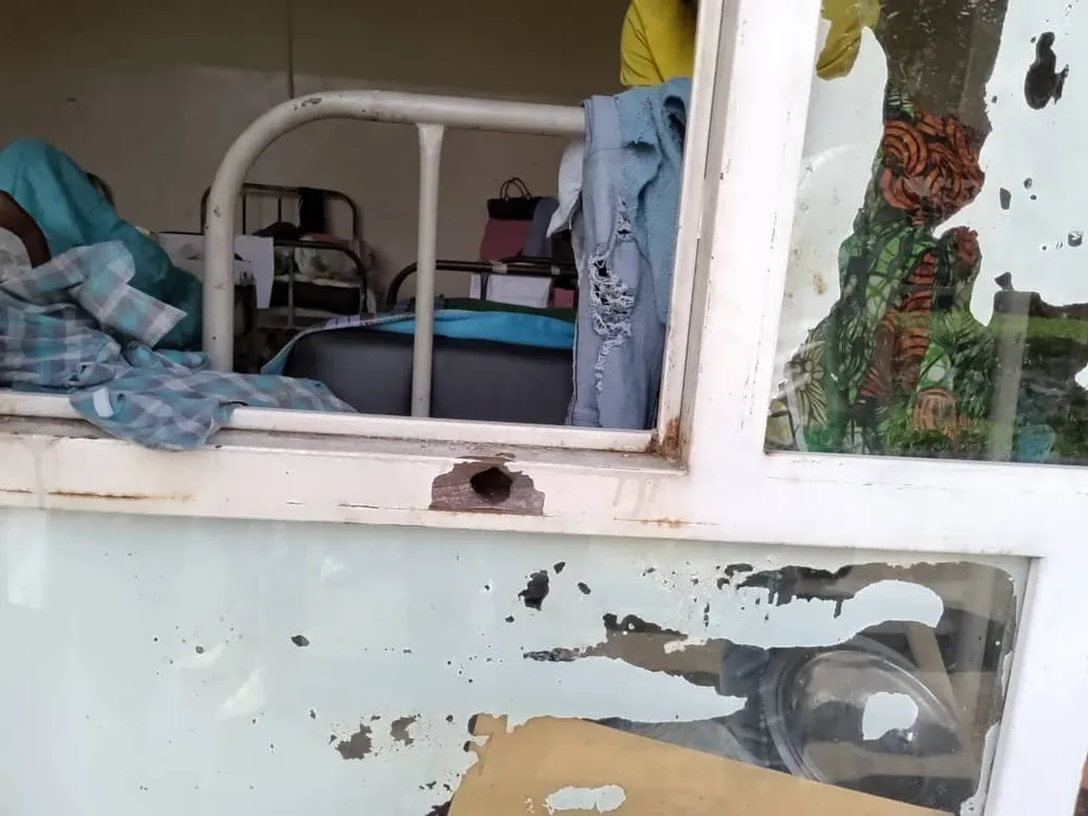 Bullet hole in hospital ward