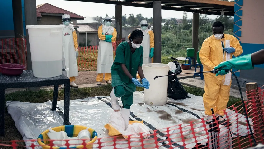 Health staff from the Ebola treatment centre