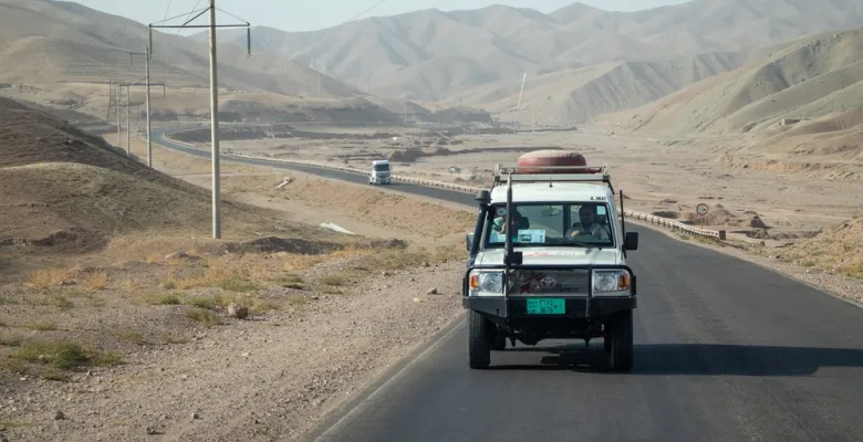 MSF landcruiser driving from Herat city to remote districts of Afghanistan